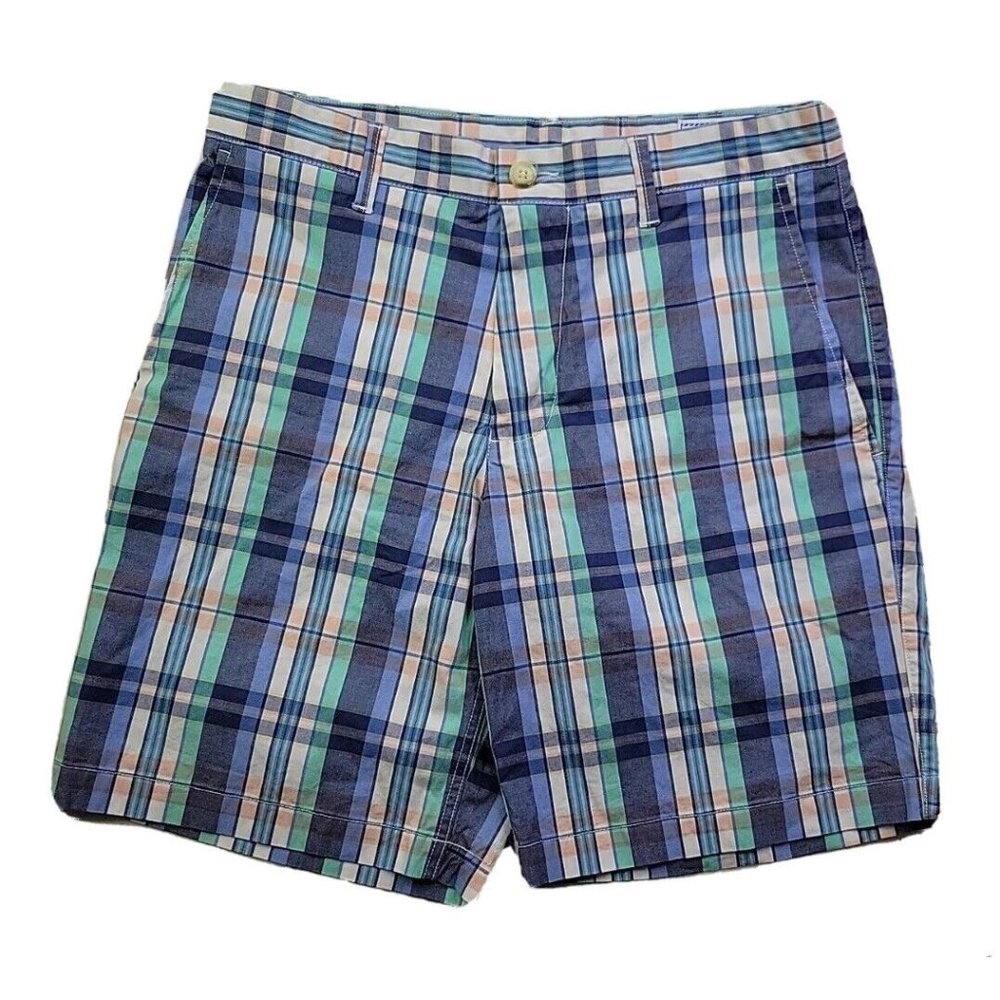 NEW - Southern Tide Men 32 Blue Plaid Chino Short Pockets Stretch Preppy 8.25"